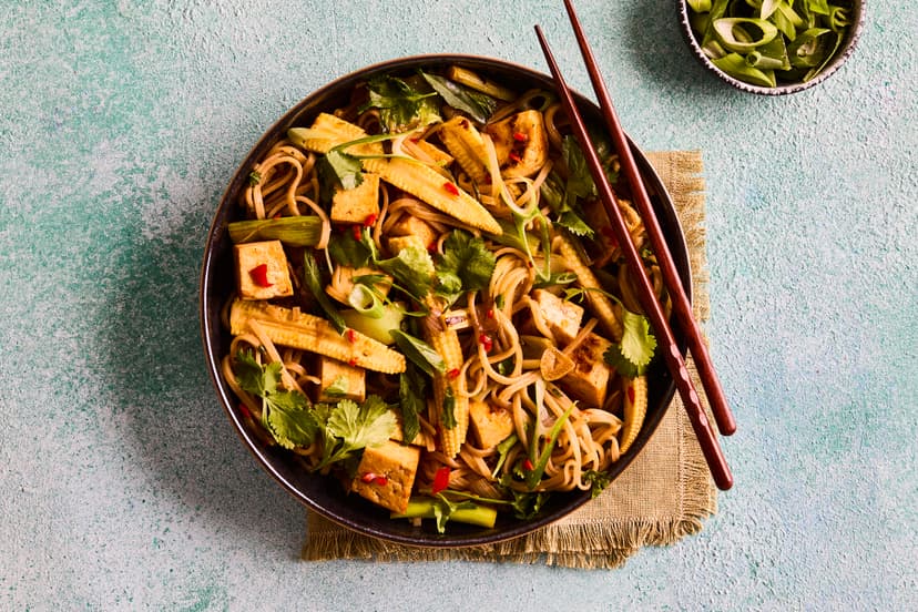 Packed with fab, fragrant flavours (which the tofu soaks up beautifully), this version of the takeaway favourite is a feast for all the senses. The tangy sauce is made with tamari, vegan-friendly oyster sauce, chilli and fresh lime, while stir-fried baby corn, spring onions, pak choi and soft noodles ensure satisfaction and a garnish of coriander adds a final flourish.