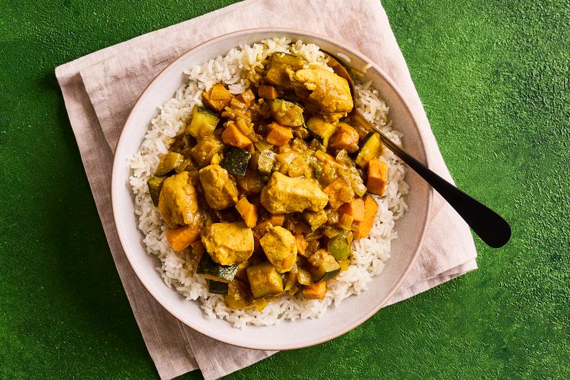 Once you’ve tried the Slimming World version of this takeout favourite, there’s no going back. It’s packed with chunks of chicken breast, courgette, green pepper and sweet potato, and given its classic flavour with Chinese five spice and tamari (Japanese soy sauce) – all served with fluffy white rice. Chopsticks at the ready!