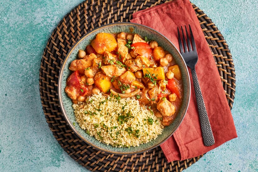 This nourishing stew cooks low and slow, and it’s just the thing to boost your inner glow! Simply tip diced chicken breast, butternut squash, red pepper and chickpeas into your slow-cooker and stir up a harissa-spiced tomato broth. Six hours later, come back to a filling, fragrant feast – perfect with couscous and a sprinkle of coriander.