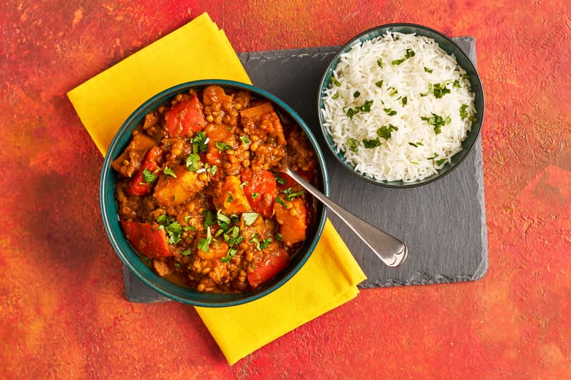 This is one to pop in your slow cooker and then quickly get out of the kitchen – or those fragrant aromas might drive you crazy! It lives up to expectations when you lift off that lid, with soft morsels of sweet potato and red pepper, plus baby tomatoes and filling lentils, in a mildly-spiced tomato sauce. Dish it up with fluffy rice and thank Morning You for your forward thinking!