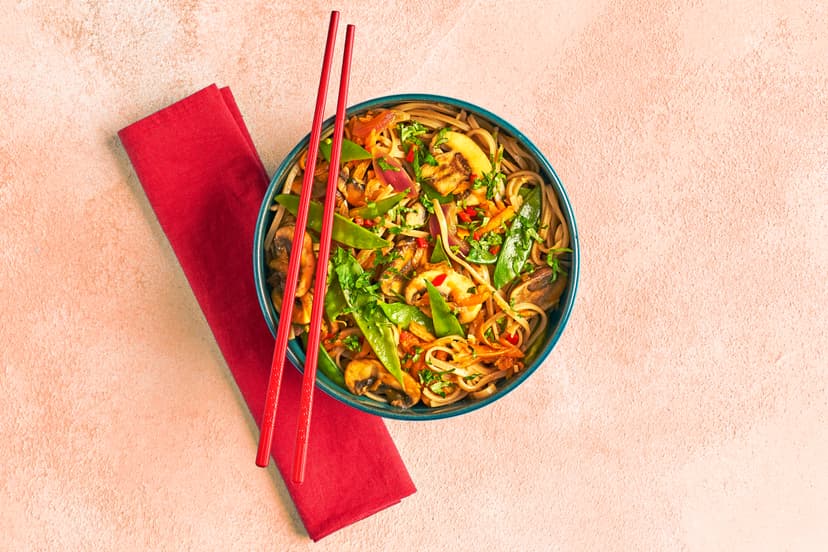 K-razy for Korean culture? With onion, mushroom and sweet potato stir-fried with garlic, ginger, chilli and gochujang, this 20-minute dinner deserves a huge fan following. Add filling wholewheat noodles, mangetout and coriander... and prepare to be bowled over!