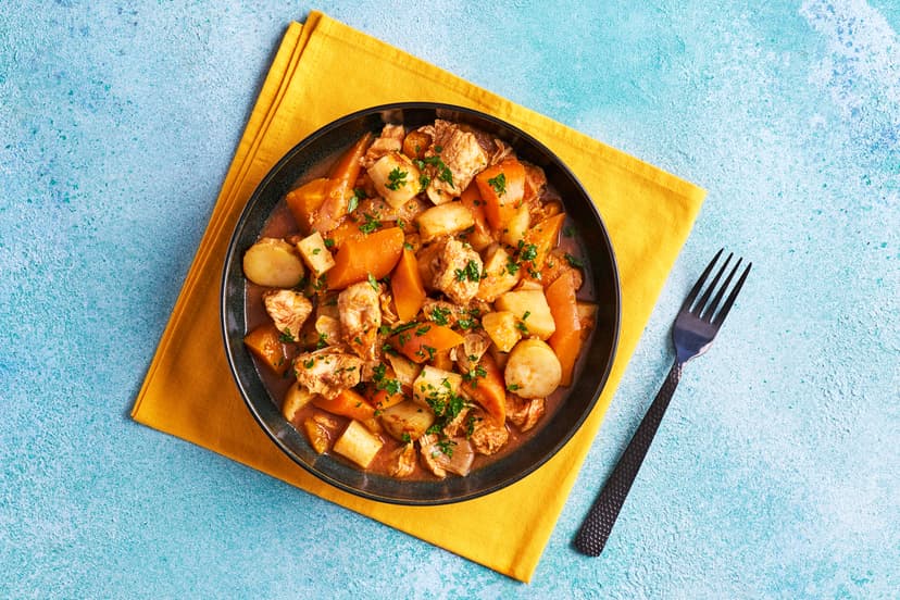 Consider your comfort cravings sorted… Simply toss ready-diced chicken breast plus baby potatoes, parsnip, carrot and butternut squash into the pot, squeeze in our garlic, rosemary & thyme paste and tomato purée, then leave your slow cooker to work its melt-in-the-mouth magic!