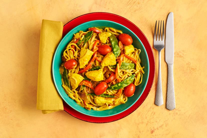 Slurpy noodles in super-quick time – need we say more? As you wish… you’ll sizzle ready-diced chicken breast, red onion, red pepper, mangetout and baby tomatoes with garlic paste and curry powder, then stir together with brown rice noodles and a swirl of Greek-style yogurt. Fast and fabulous!