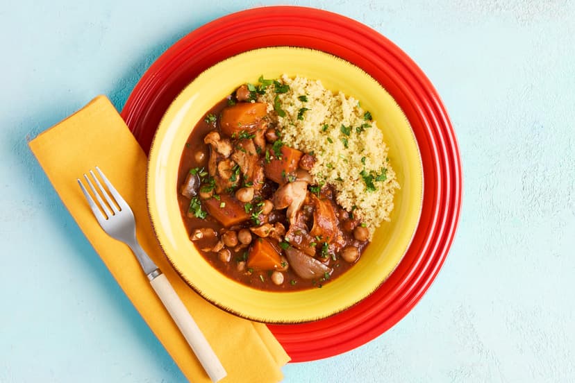 This North African-style stew is as easy as it is elegant. Preserved lemon adds a lovely sweet-sour note, while ras el hanout and smoky paprika bring a warming depth. It’s perfect for the slow cooker, as the chicken thighs and carrots braise low and slow, soaking up all that fab fragrance and flavour. Chickpeas and couscous provide the filling power.