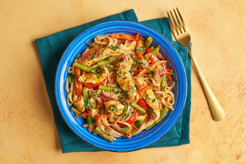 Fancy festive chicken but not the faff? This seasonal stir-fry features ready-sliced chicken strips sizzled with red pepper and green beans, plus all your favourite fragrant Thai flavours. Served with quick-cook brown rice noodles, it’s ready in just half an hour – no basting, stuffing or stress!
